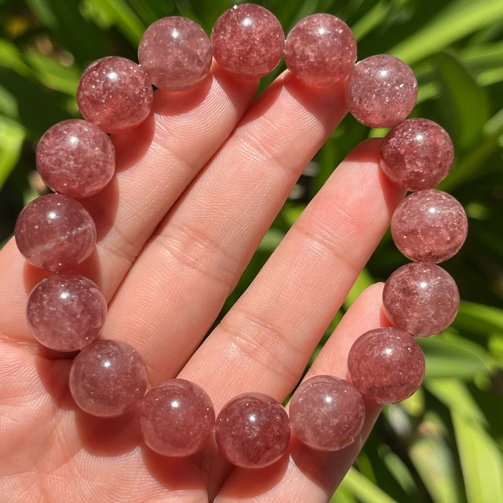 13mm stretchable strawberry quartz‎ bracelet